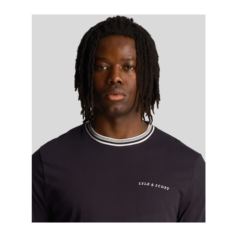 Lyle & Scott Geborduurde Tipped T-shirt Blue Heren