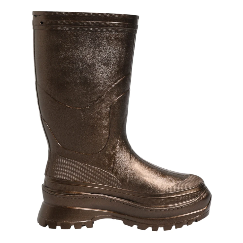 Dolce & Gabbana Women's Brown Wellies, 8 Uk, Metallic Bronze Pull On Rain Boots