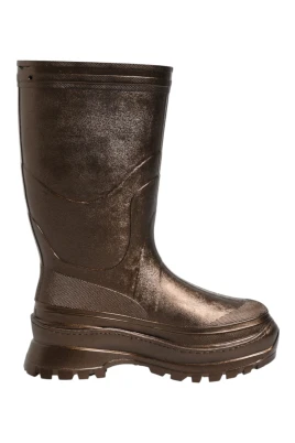 Metallic Bronze Pull On Rain Boots