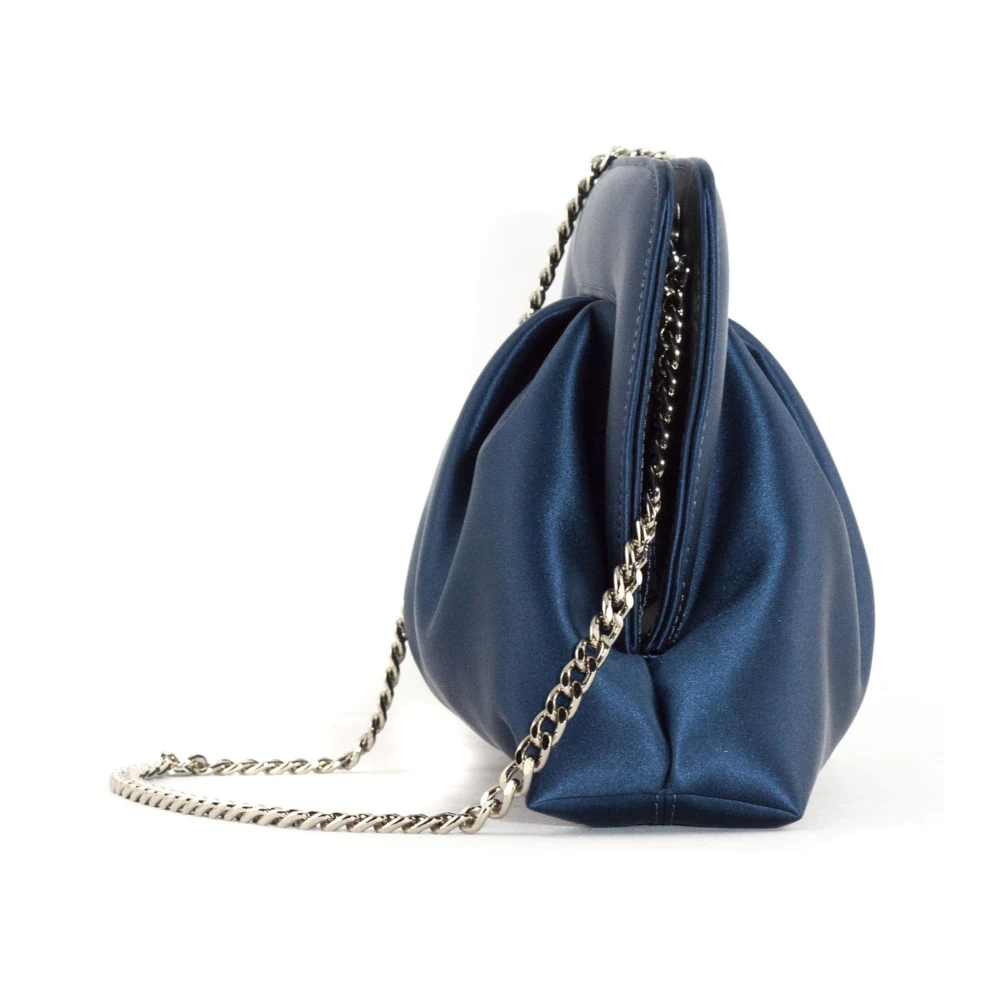 Roberto Festa Navy Blue Satin Ophelia Clutch Blue Dames