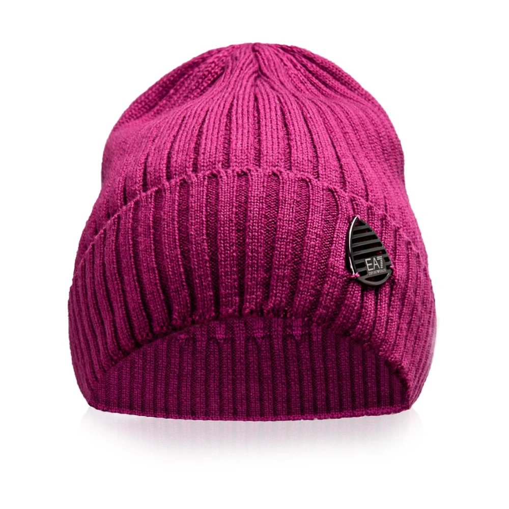 Emporio Armani EA7 Dames Beanie Hoed met Metalen Logo Pink Dames