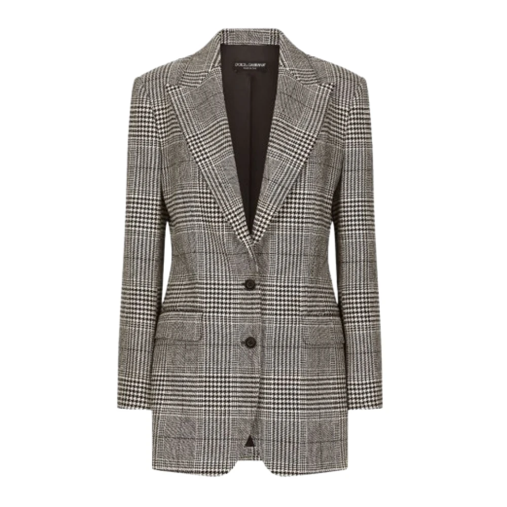 Dolce & Gabbana Women's Gray Plaid Double-Breasted Blazer