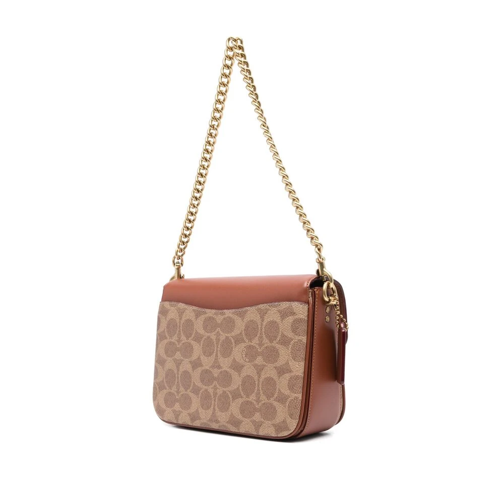 Coach Kameelbruine Twist-Lock Schoudertas Brown Dames