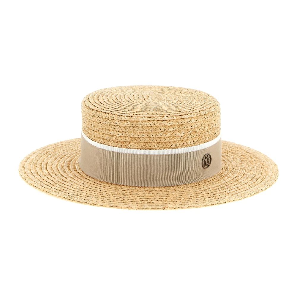 Maison Michel Women's Beige Kiki Boater Hat