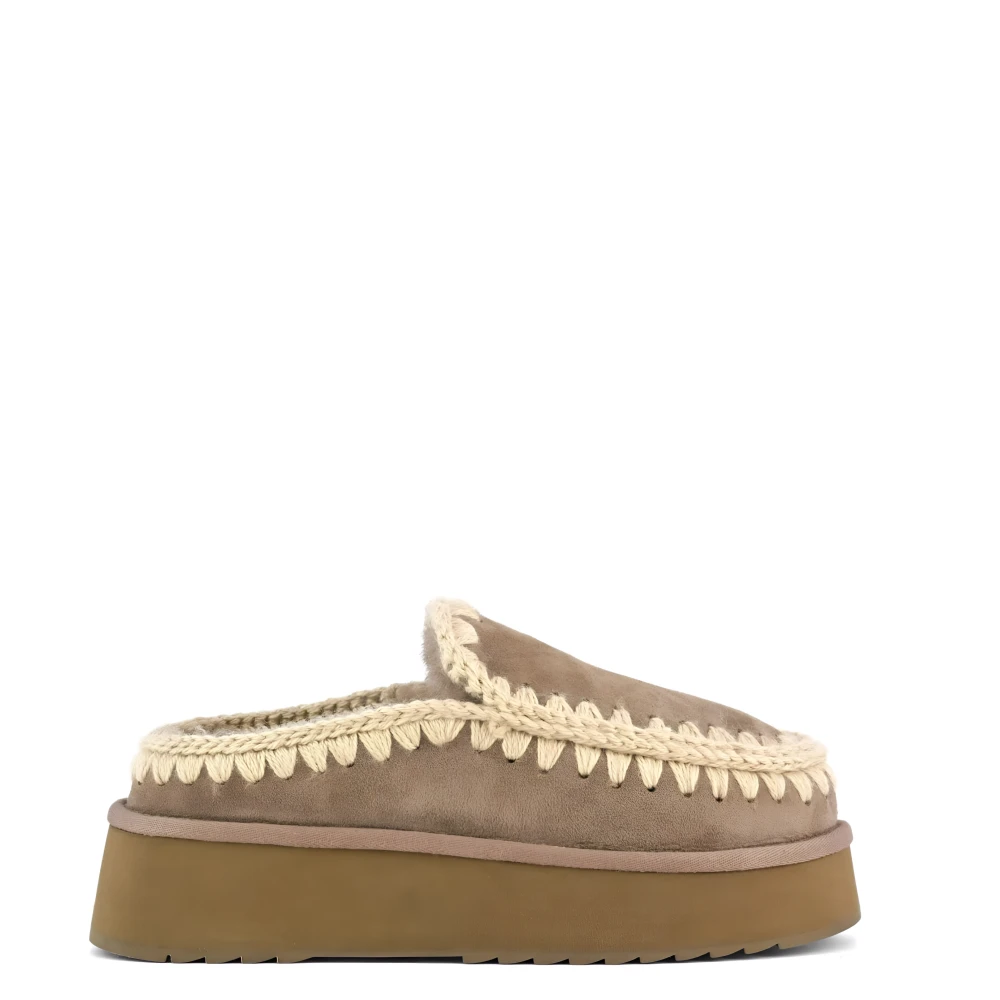 Mou Women's Beige Eskimo Slip-On Platform Clog - Mules - 6 Uk - Shoes