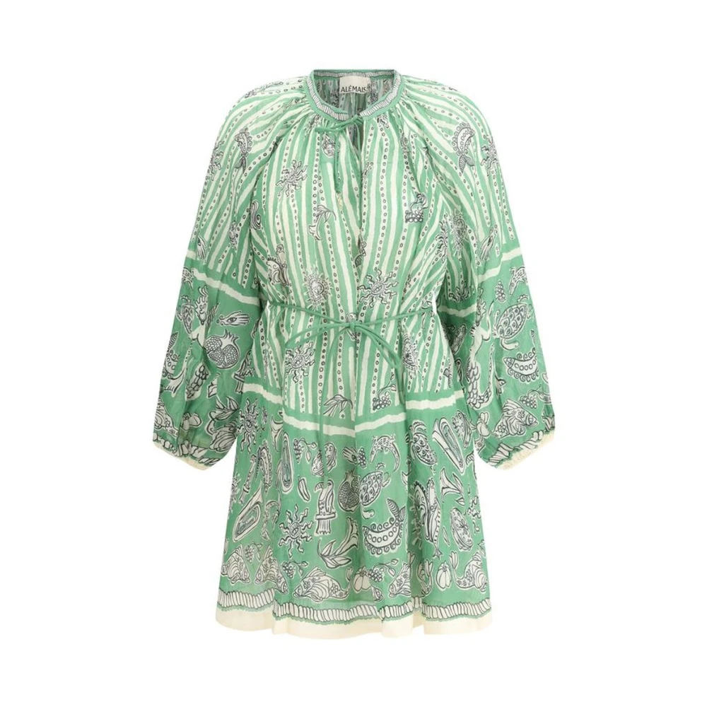 Alemais Gestreepte Mini Jurk met Keyhole Halslijn Green Dames