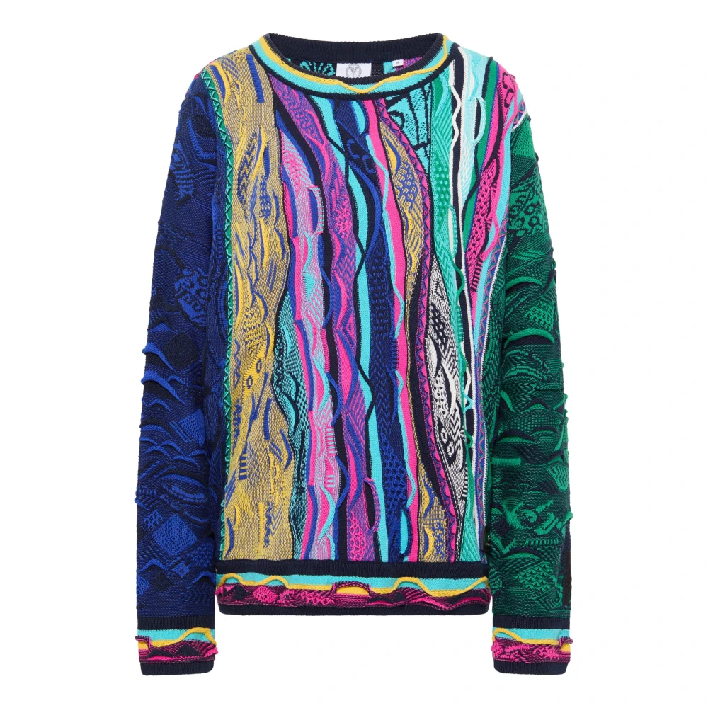 Carlo Colucci Women's Multicolor Round-Neck Knitwear, Xl, Cozy Oversized Knit Jumper