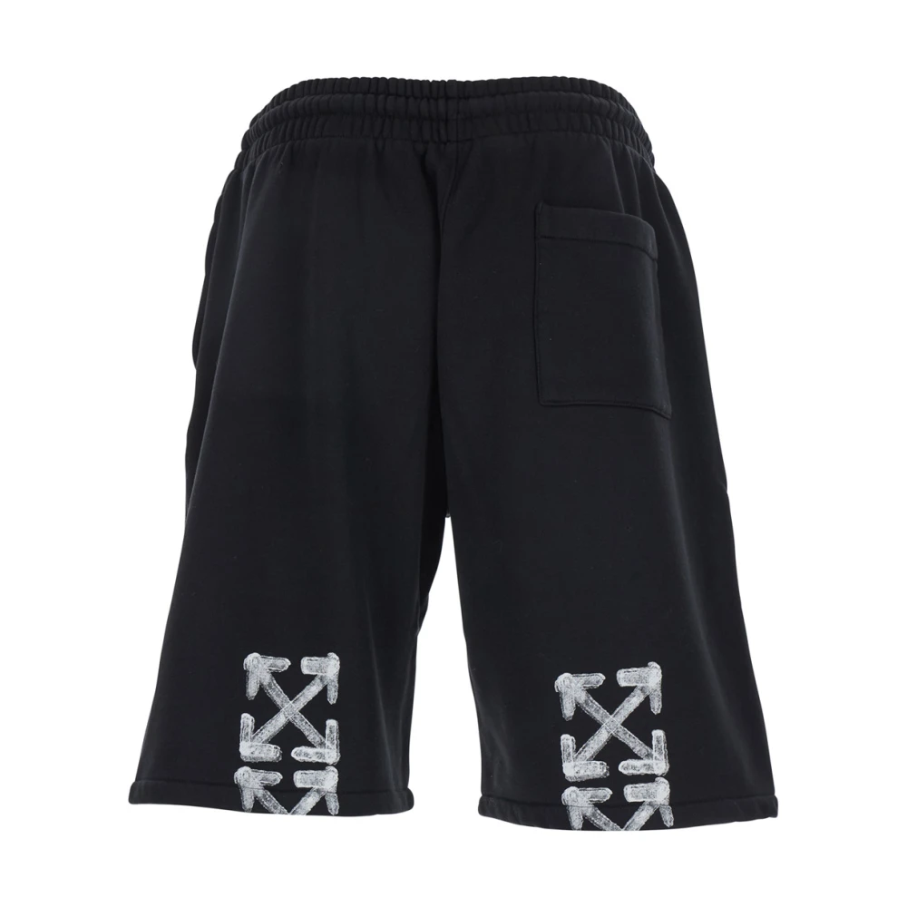 Off White Zwarte Logo Shorts met Pijlprint Black Heren