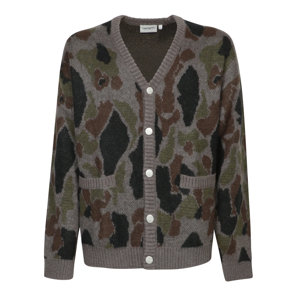 Carhartt Wip Camouflage Stickad Kofta Grå Gray, Herr