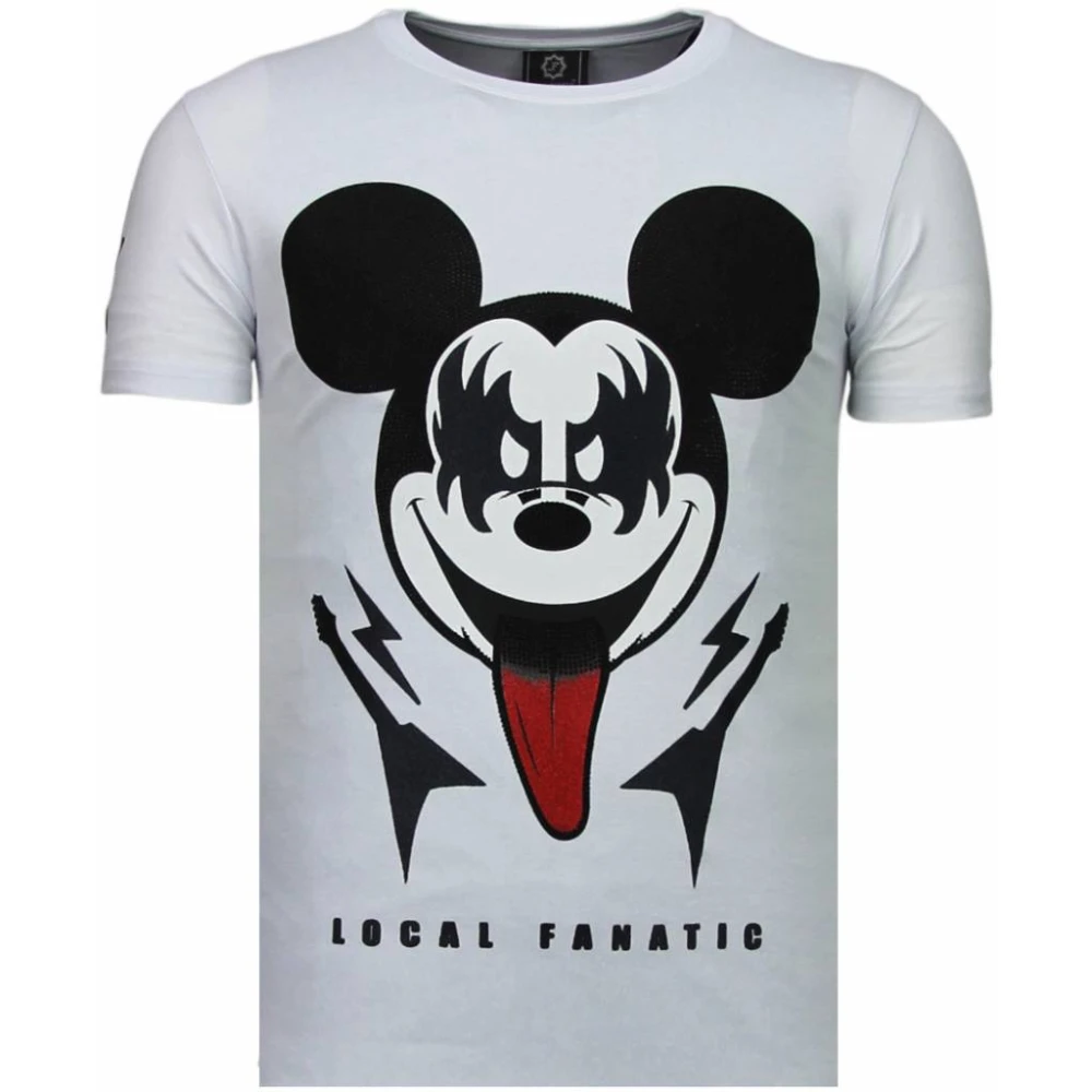Local Fanatic Kiss My Mickey Rhinestone - Herr T Shirt - 5771W White, Herr