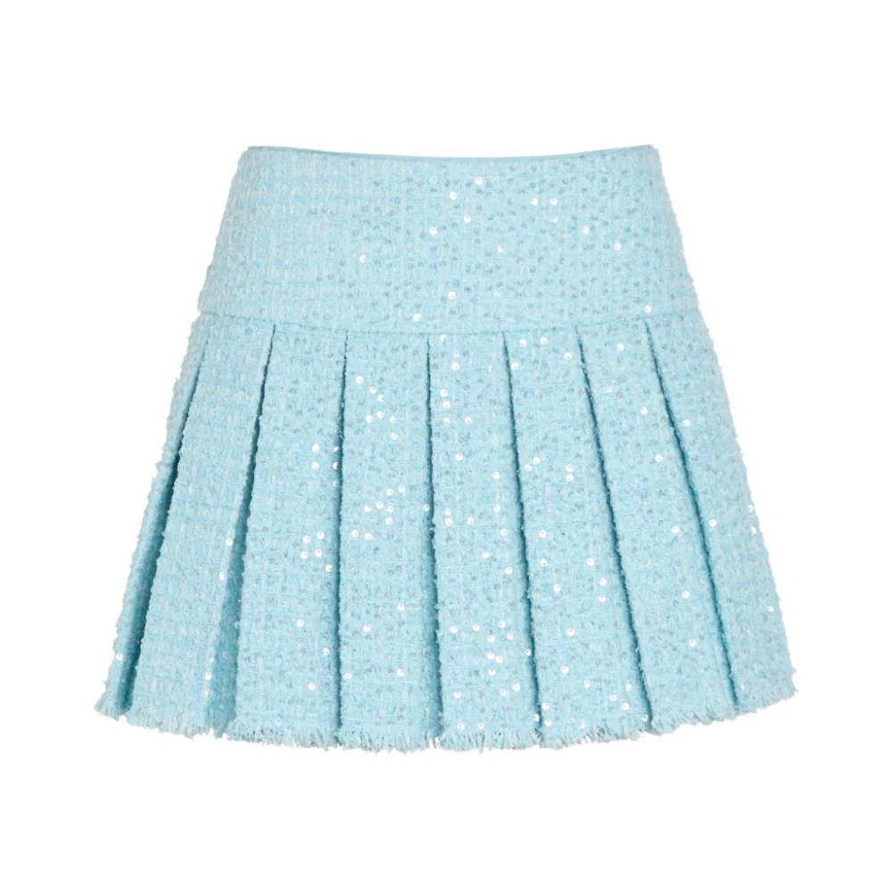 Alice + Olivia Blue Short Skirts, Female, S, Sequin-Embellishment Pleated Mini Skirt