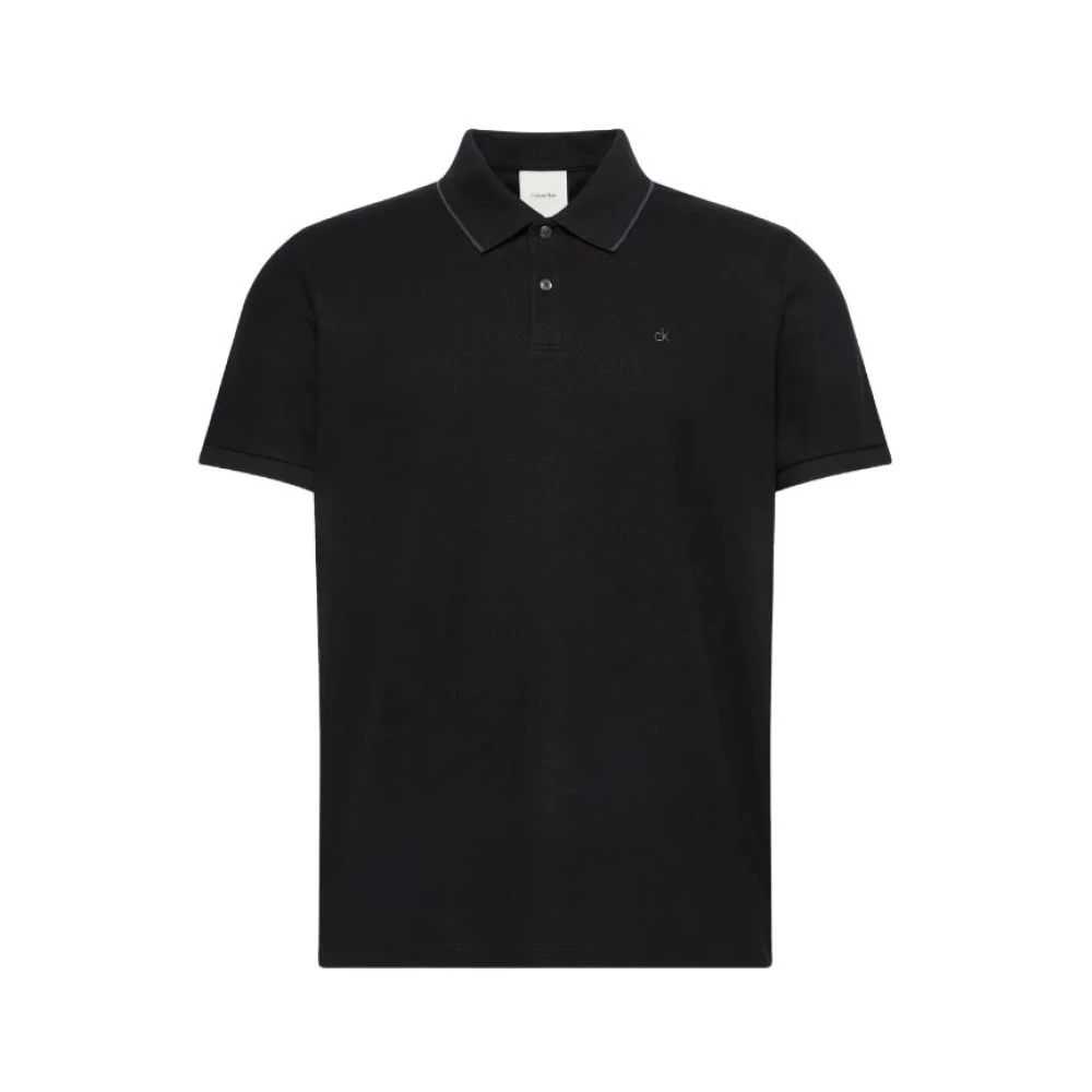 Calvin Klein Men's Black Polo Shirts, S, Cotton Piqué Polo Shirt