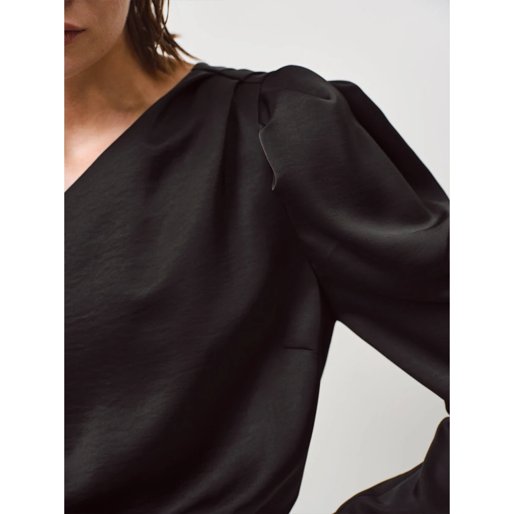 Dante 6 Zwarte Off-Shoulder Avondjurk met Split Black Dames