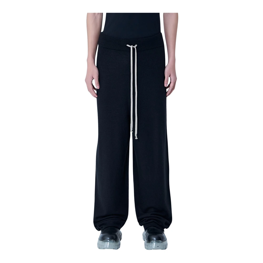 Rick Owens Men's Black Drawstring Track Trousers - Sweatpants - L - Trousers