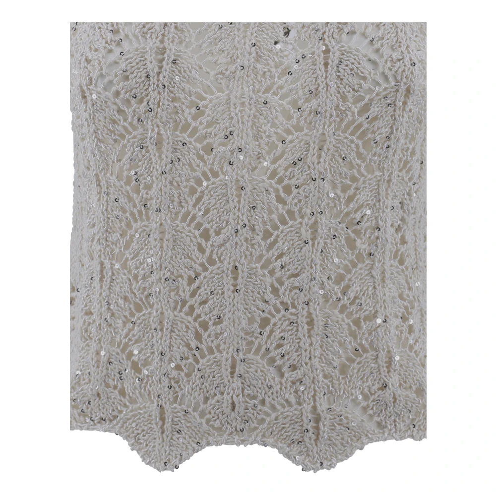 D.Exterior Kant Kristal Mouwloze Top Beige Dames