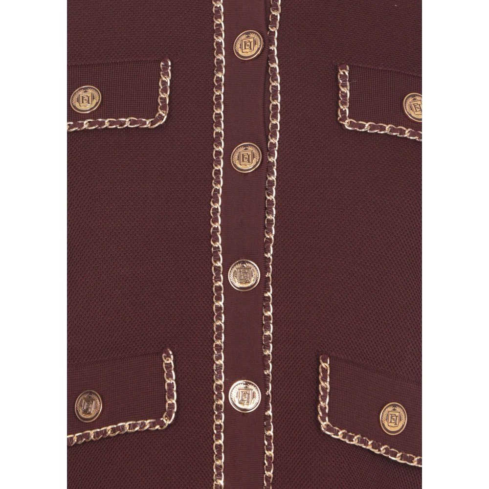 Elisabetta Franchi Bordeaux Sweater met knoopdetails Red Dames