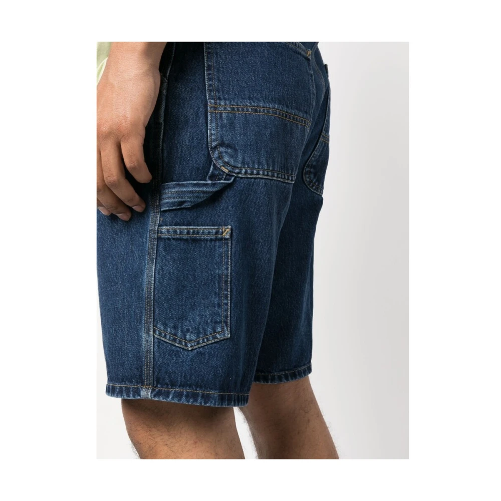 Carhartt WIP Denim Logo Patch Above-Knee Shorts Blue Heren