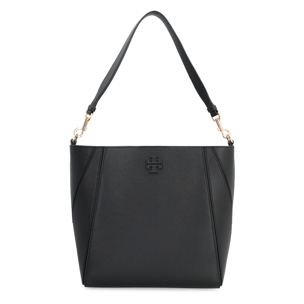 TORY BURCH Korrelig Leren Bucket Tas met Afneembare Band Black Dames