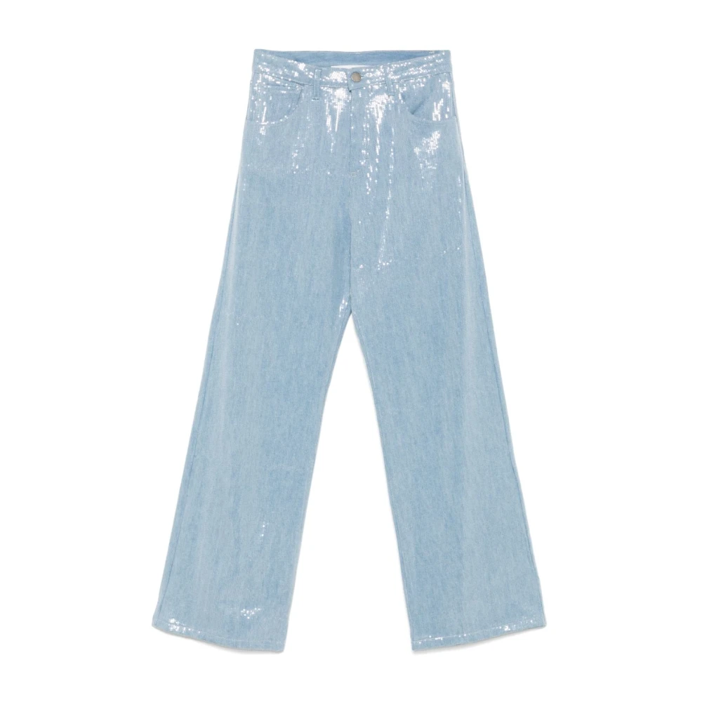 Federica Tosi Hemelsblauwe Pailletten Denim Jeans Blue Dames