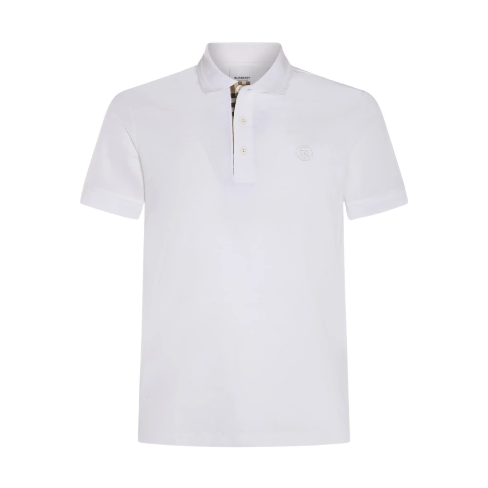Burberry Wit Katoenen Poloshirt White Heren