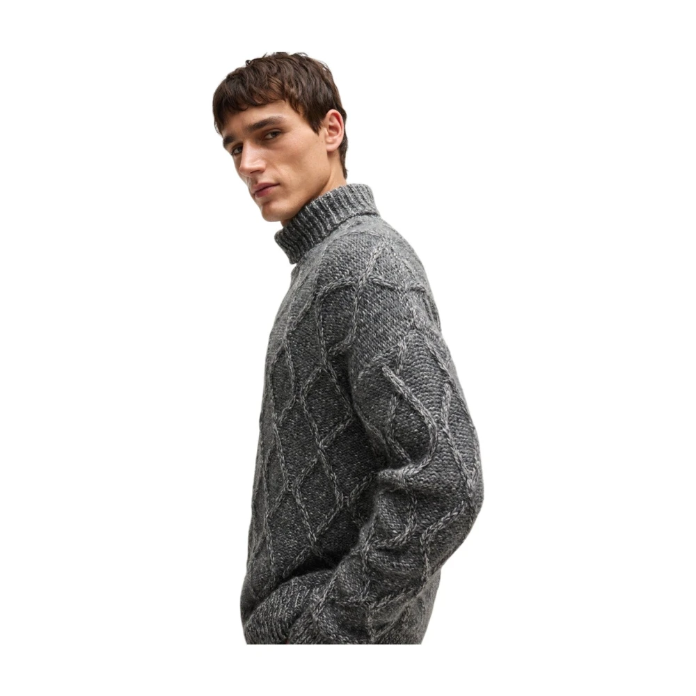 Hugo Boss Kabelgebreide trui in grijs Gray Heren