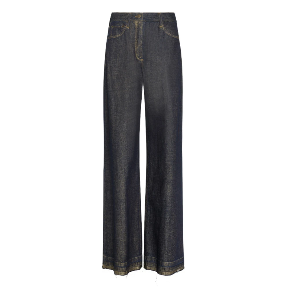 Momoni Denim Aoki Broek met Gouden Laminering Gray Dames