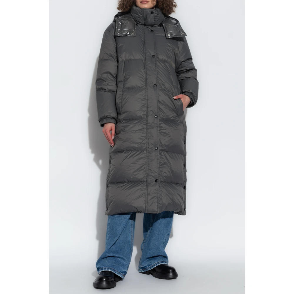 Yves Salomon Lange omkeerbare jas met afneembare capuchon Gray Dames