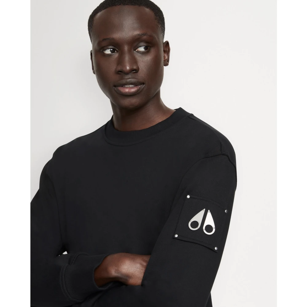 Moose Knuckles Zwarte Crewneck Sweater Hartsfield Style Black Heren