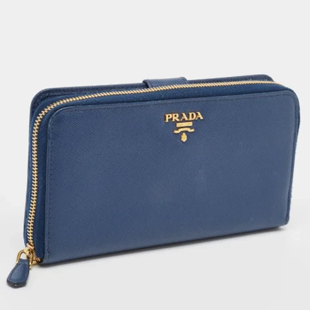 Prada Vintage Pre-owned Leather wallets Blue Dames