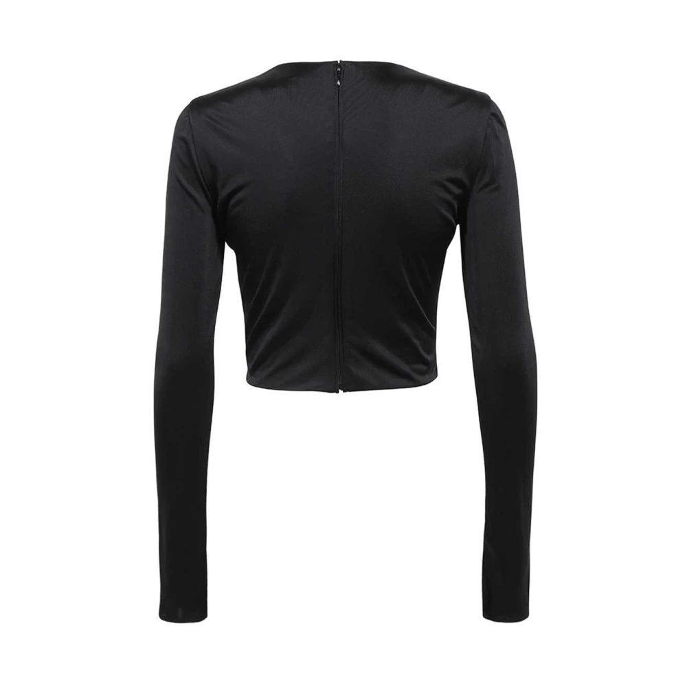 Versace Geknipte Viscose Top met Gerimpelde Voorkant Black Dames