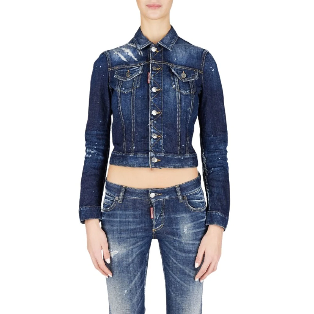 Dsquared2 Jeansjacka med fickor Blue, Dam