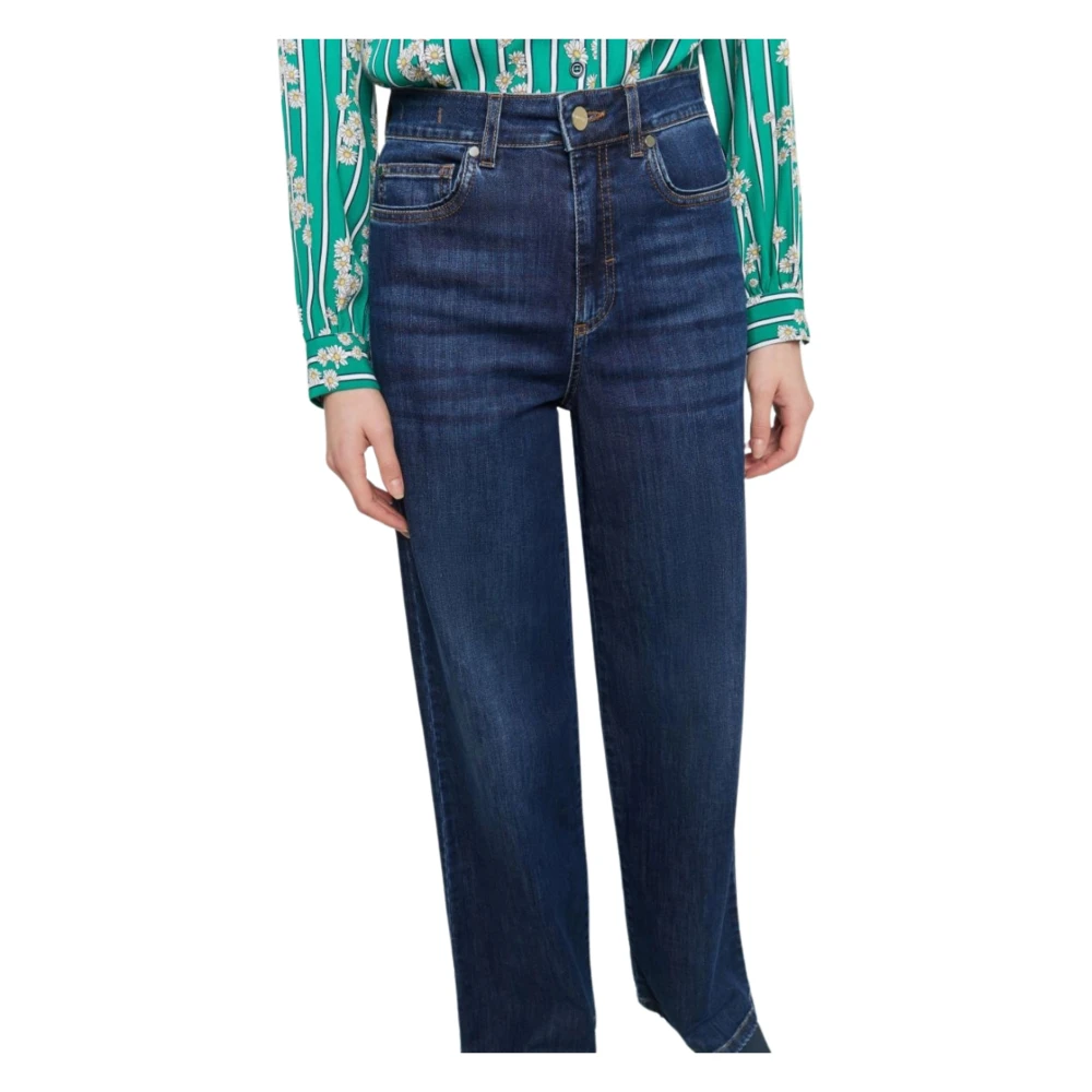 Iblues Wide Leg Denim Jeans Blue Dames