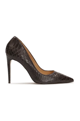 Bruna pumps med ett exotiskt motiv