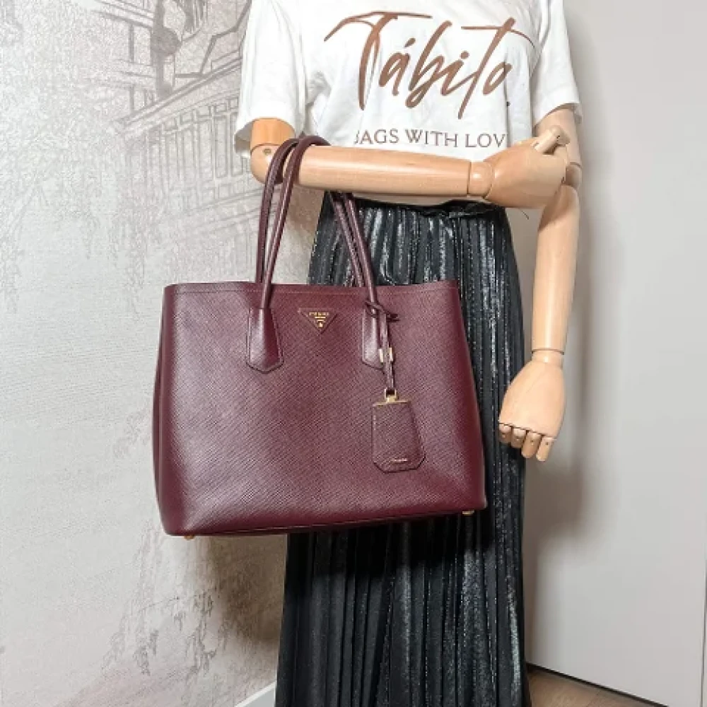 Prada Vintage Pre-owned Leather totes Red Dames