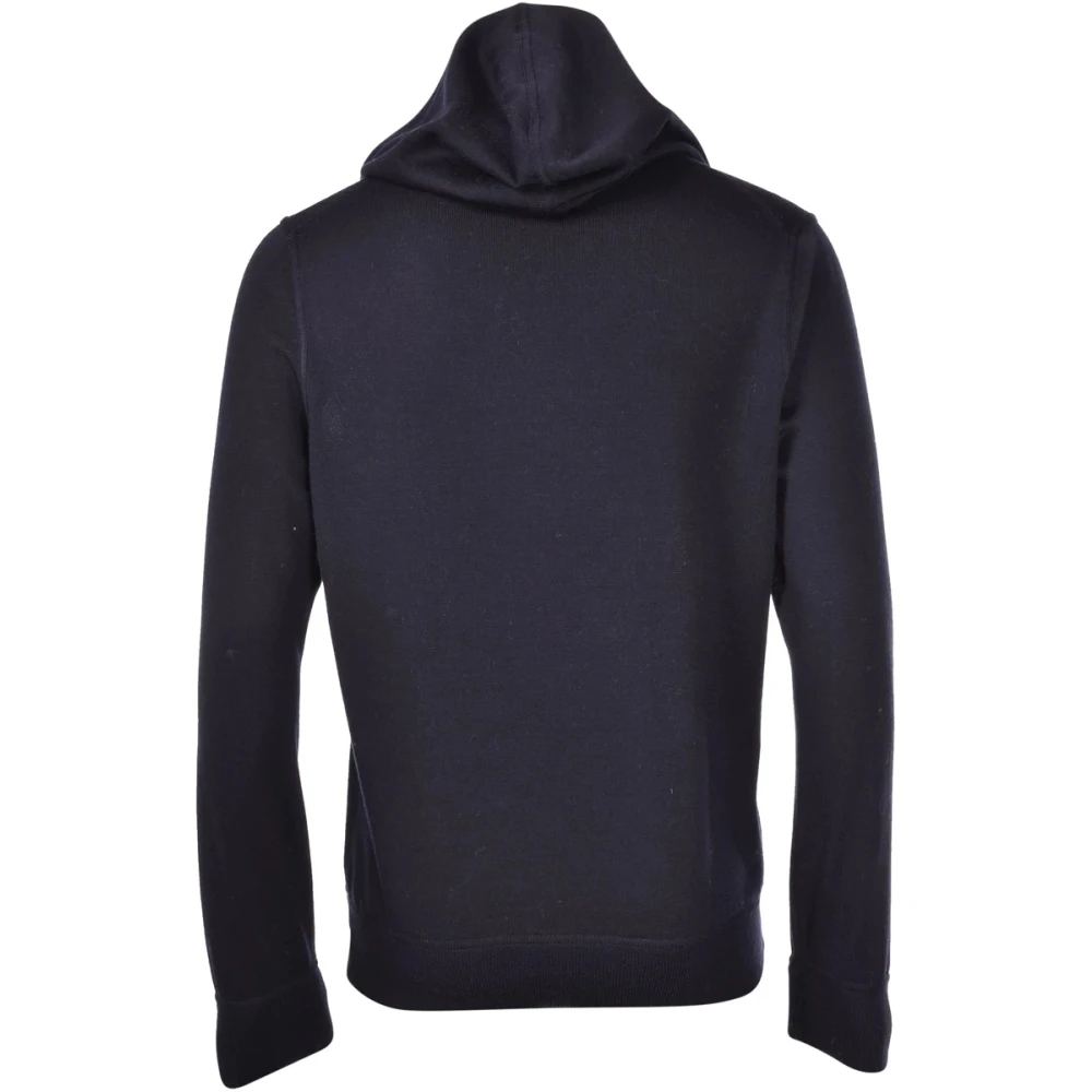 Gran Sasso Merino Gebreide Hoodie Blue Heren
