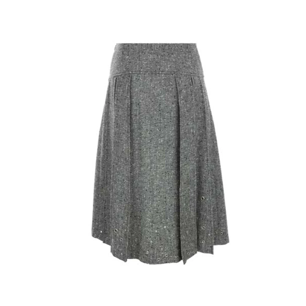 Durazzi Milano Grijze Geplooide Midi Rok met Studs en Metalen Oogjes Gray Dames