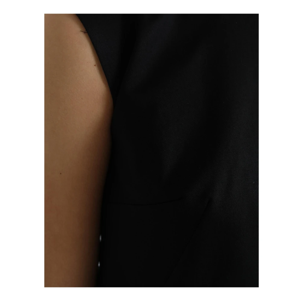 Dolce & Gabbana Zwart Logo Katoen Shift Mini Jurk Black Dames
