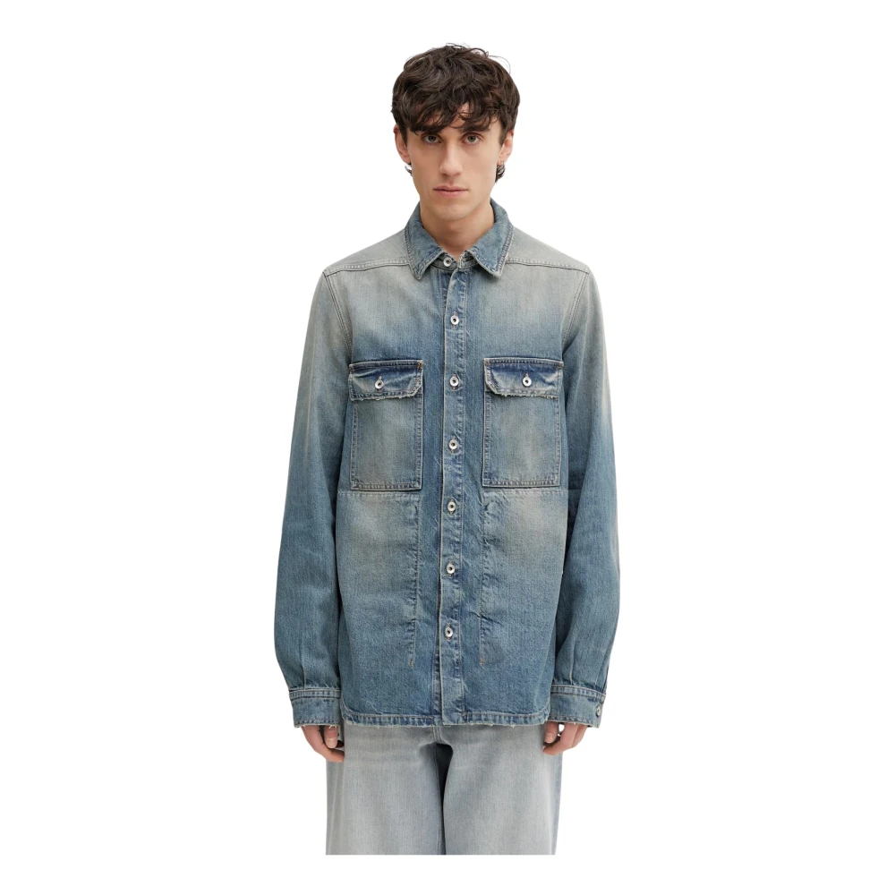 Rick Owens Uomo Blu Camicia Esterna In Denim - Immagine 4