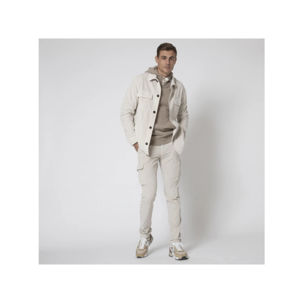 Mason's Cargo Corduroy Broek in Greige White Heren