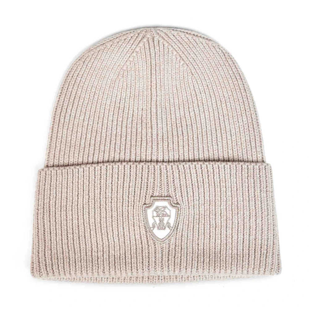 Brunello Cucinelli Beige Rib Knit Beanie - Unisex - Accessories - M - Accessories