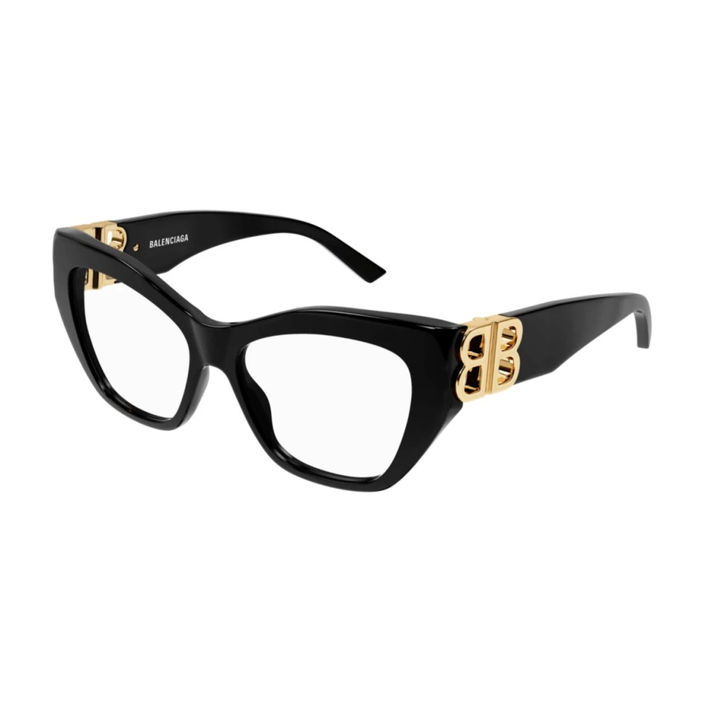 Balenciaga Elegante Cat-Eye Bril met Gouden Logo Black Dames