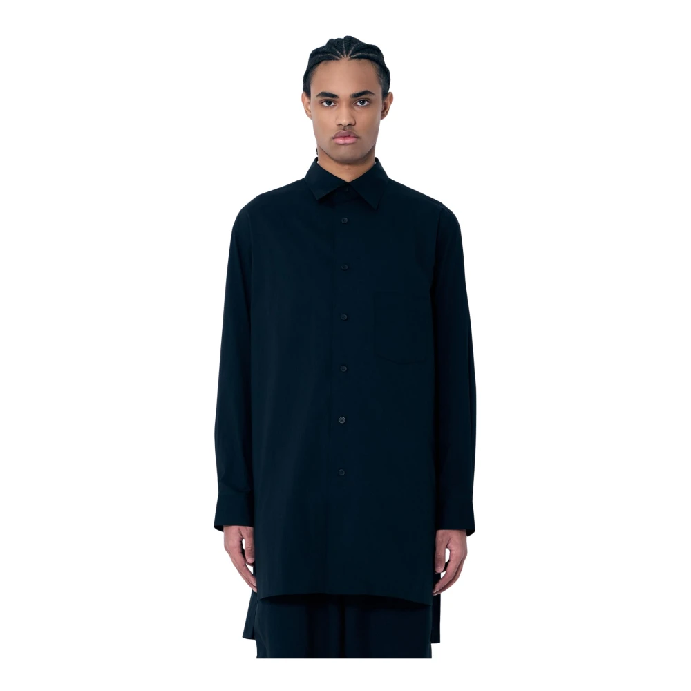 Y-3 Logo Print Katoenmix Shirt Black Heren