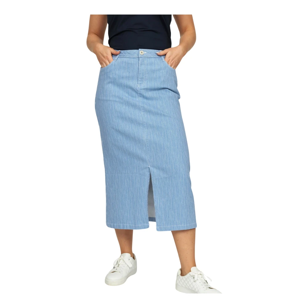 2-Biz Blauw Gestreepte Rok Ronja.Sp24 Blue Dames