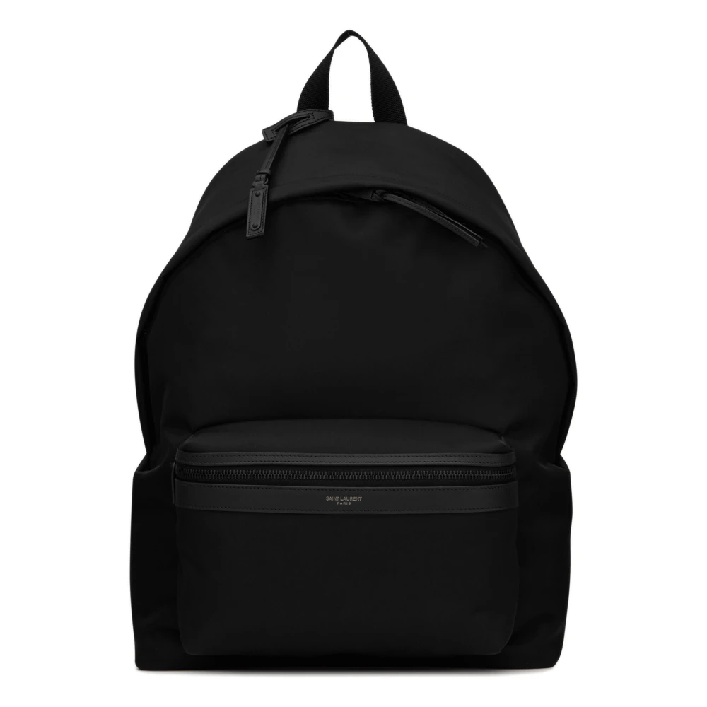 Saint Laurent Zwarte Canvas Schoudertas met Rits Black Heren