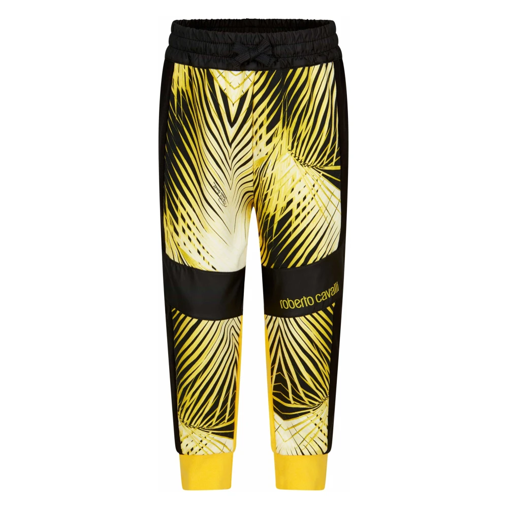 Roberto Cavalli Boys Multicolor Sweatpants, 10 Y, Joggers With Cavalli Print