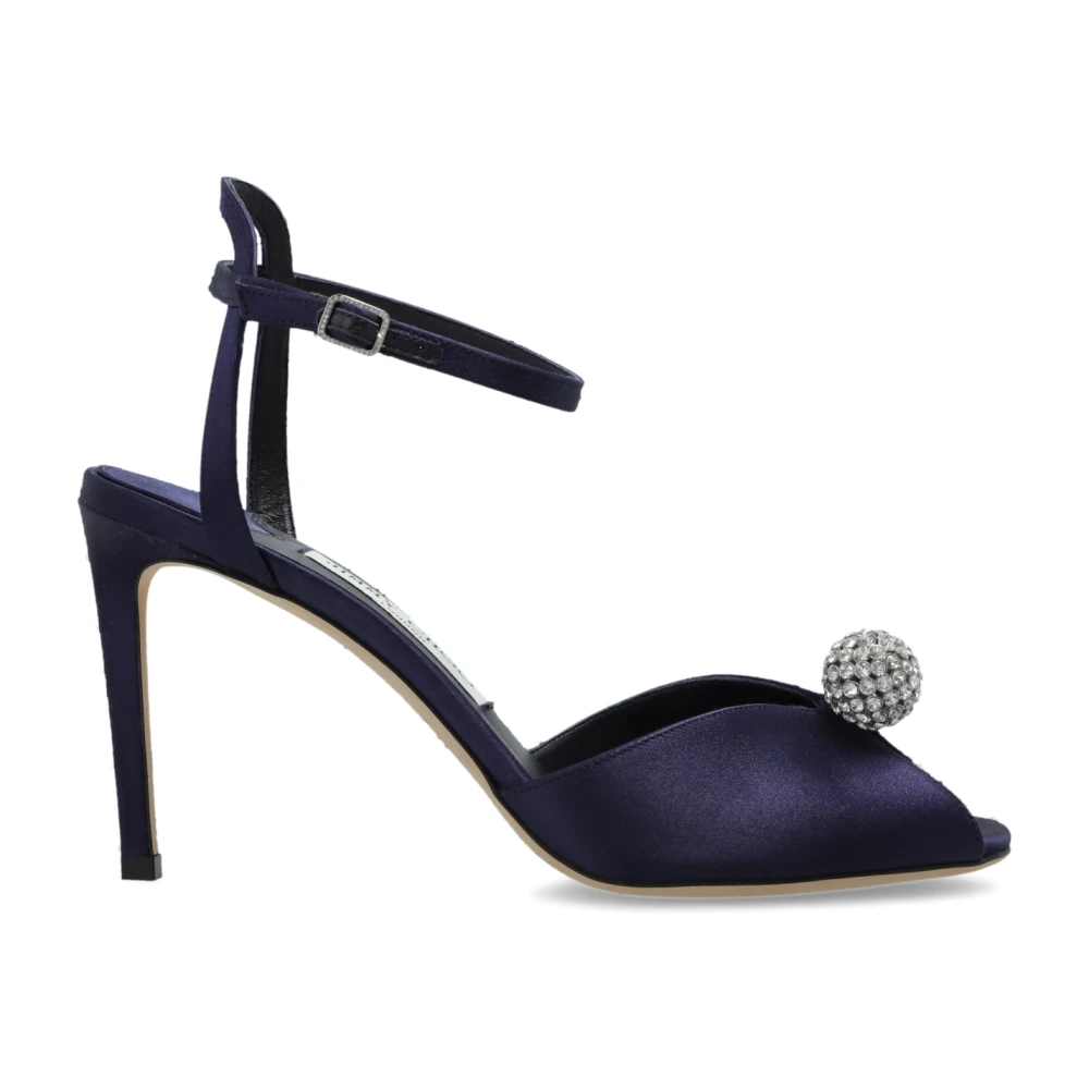 Jimmy Choo Women's Blue High Heel Sandals, 8 Uk, Sacora 85 Satin Heeled Sandals