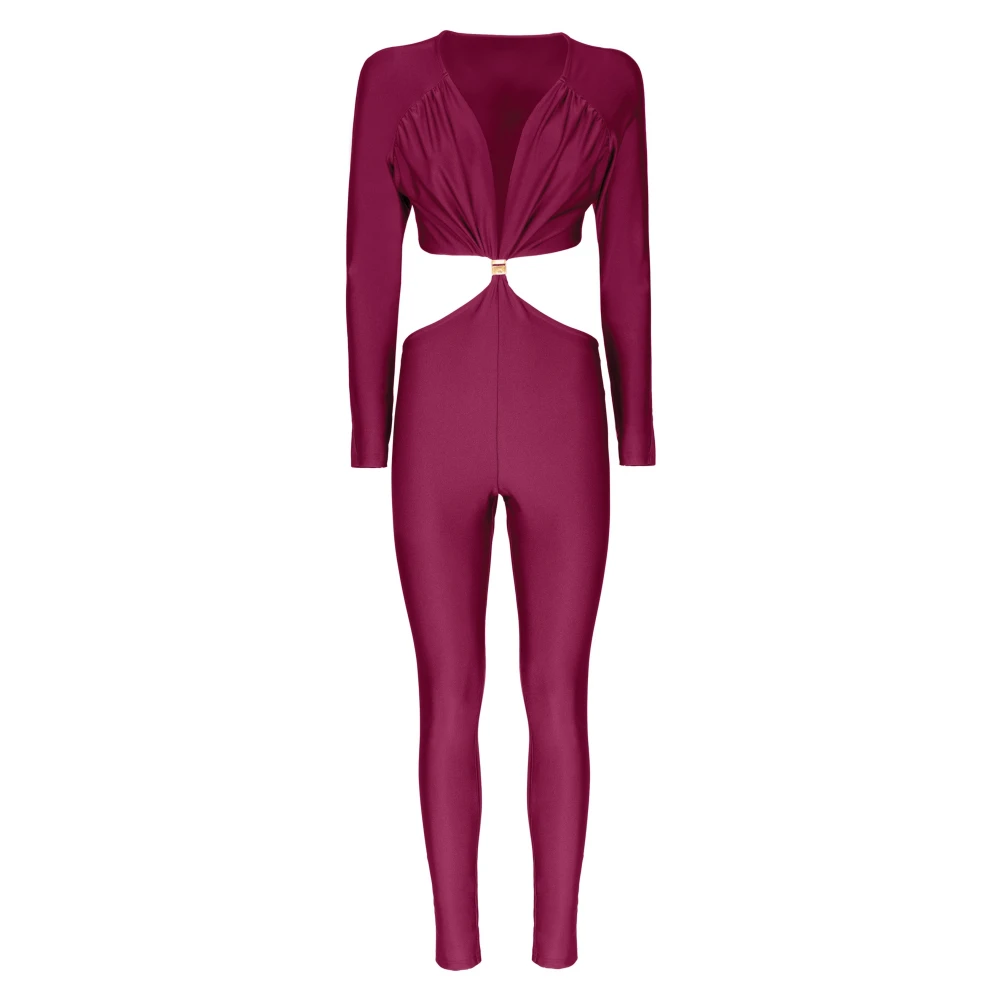 MVP wardrobe Lycra Diepe Hals Jumpsuit Purple Dames