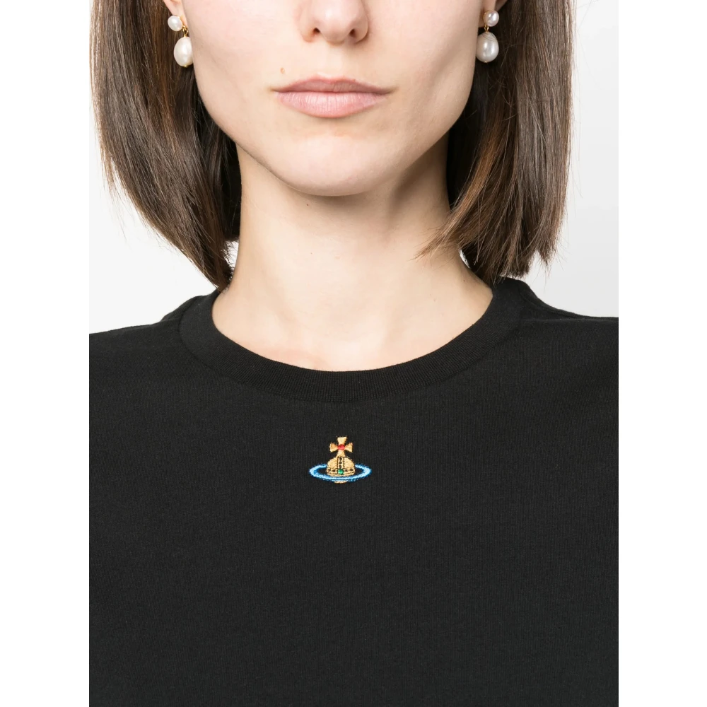 Vivienne Westwood Zwart Orb Handtekening Logo Tee Black Dames