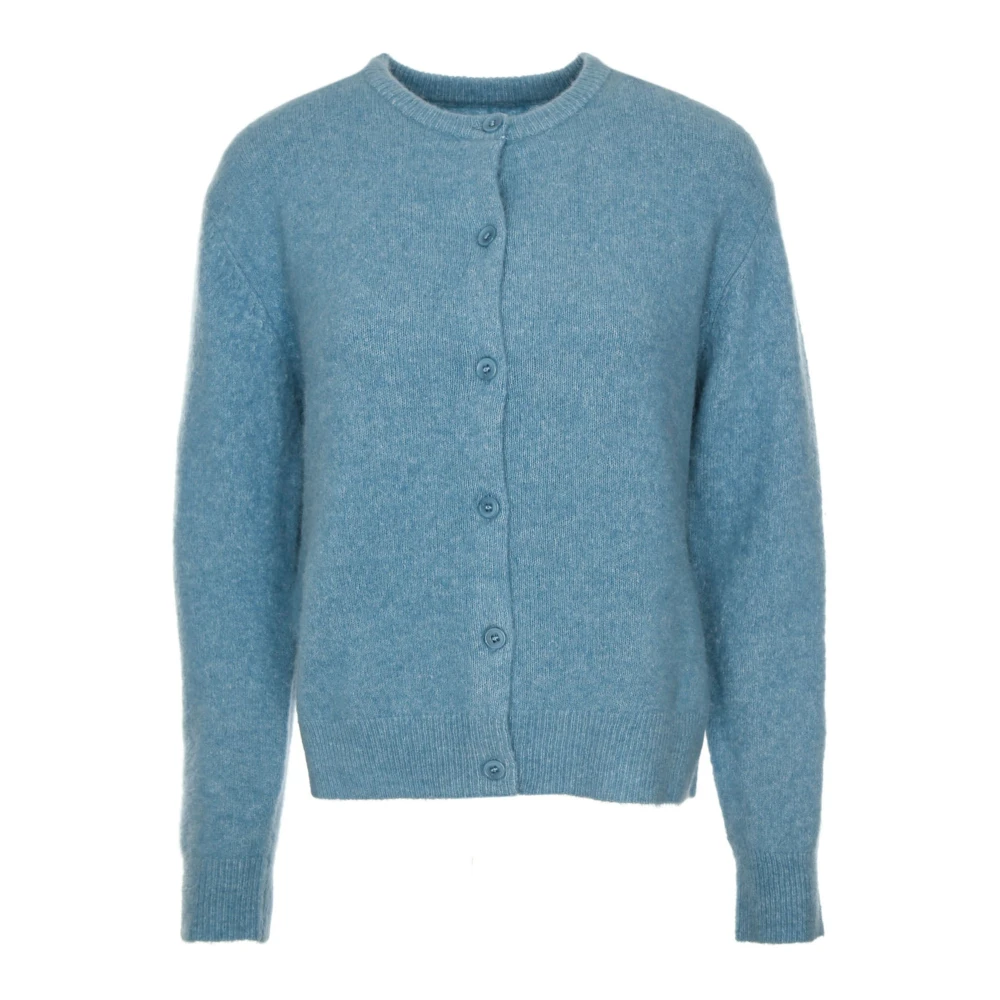 Samsøe Zachte Alpaca Wollen Cardigan Blue Dames