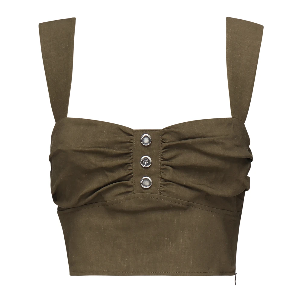 Pinko Women's Green Linen Blend Sleeveless Top - Sleeveless Tops - Xs - Tops